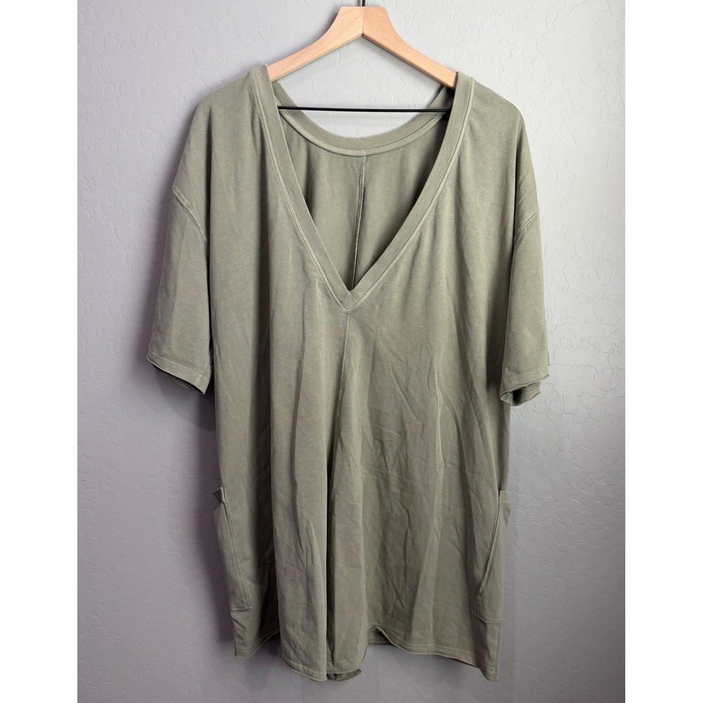 FP Movement Free People Hot Shot Tee Romper Sage Stone Olive Green Large NWT - Picture 9 of 9